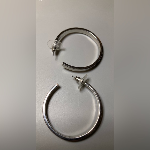 Silver Hoop w Rhinestone Earrings - Picture 8 of 8